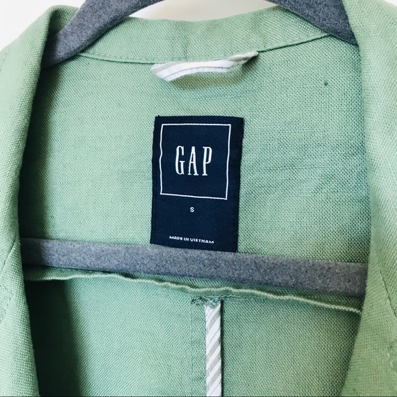 💚 GAP Casual Green Blazer Cotton Linen - Picture 4 of 10